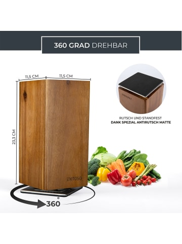 Exitoso EXITOSO 360°-Messerblock - drehbar & magnetisch - herausnehmbarer Borsteneinsat