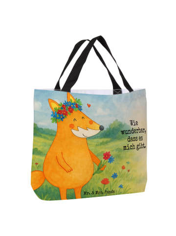 Mr. & Mrs. Panda Shopper Fuchs Blumen Design mit Spruch in Weiß