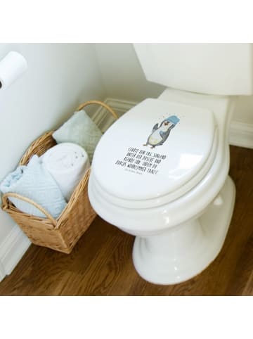 Mr. & Mrs. Panda Motiv WC Sitz Pinguin Duschen mit Spruch in Weiß