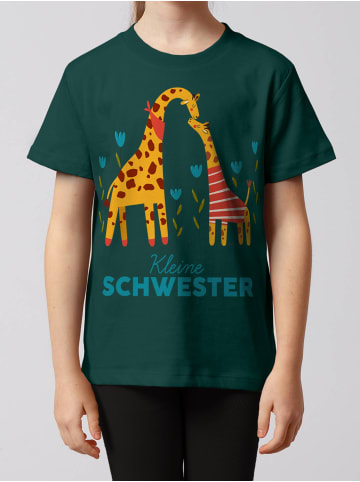 wat? Apparel T-Shirt GIraffe Kleine Schwester in Dunkelgrün