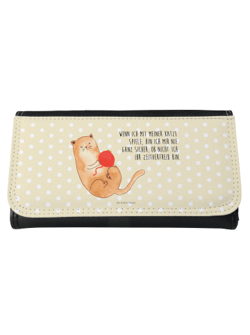 Mr. & Mrs. Panda Portemonnaie Damen Katze Wolle mit Spruch in Gelb Pastell
