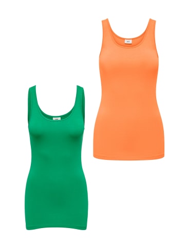 JACQUELINE de YONG Tank Top 2-er Stück Pack Ärmelloses Basic Shirt Set JDYAVA in orange/grün