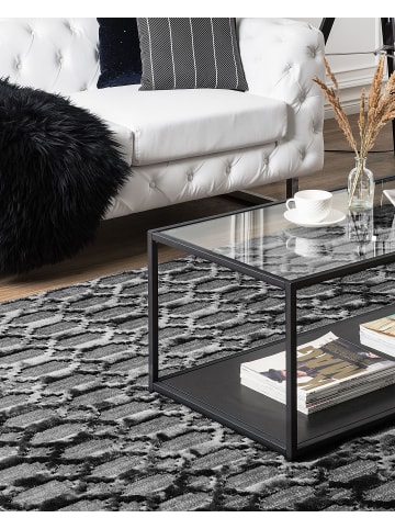 Beliani Kurzflor CIZRE in Grau/Schwarz - (W) 140 x (H) 1 x (L) 200 cm