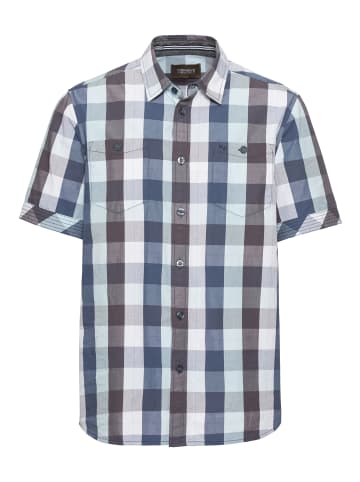 Man's World Kurzarmhemd in blau-weiss-grau