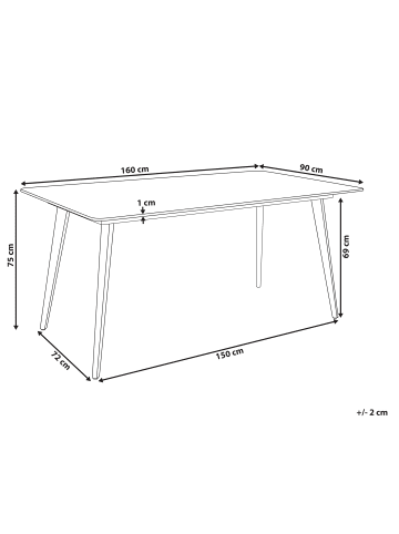 Beliani Esstisch RODALLO in Grau/Schwarz - (W) 90 x (H) 75 x (L) 160 cm