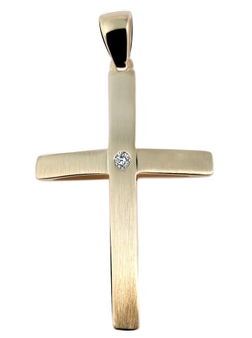 Adeliás Damen Anhänger – Kreuz Kreuzanhänger aus 333 Gold mit Zirkonia in gold