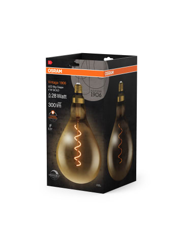 Osram Dekorative LED Lampe Vintage 1906 E27, Dimmbar, Warmweiß, Filament Gold