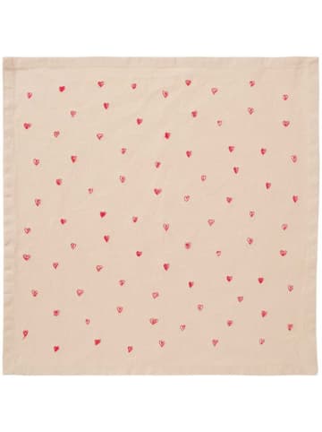 IB Laursen Stoffserviette TRADITION Natur Kleine Rote HERZEN