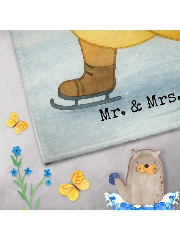 Mr. & Mrs. Panda Handtuch Fuchs  Schlittschuhe Design ohne Spruch in Weiß