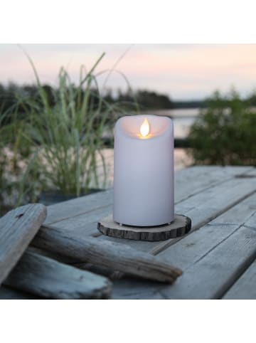STAR Trading LED Outdoor-Kerze ,M-Twinkle' in weiß, Batterie + Timer, Flacker-Effek