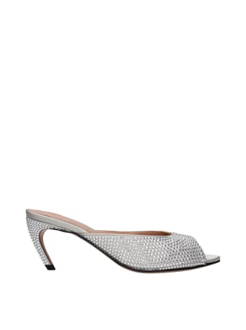 The Attico Grau Satin Stiletto Absatz Sandalen