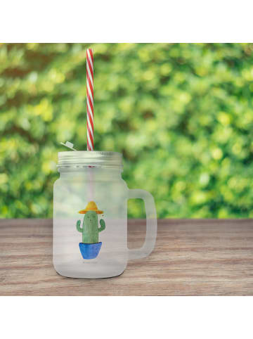 Mr. & Mrs. Panda Glas Kaktus Hut ohne Spruch in Transparent