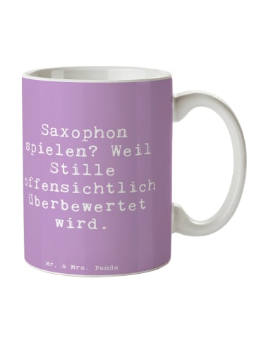 Mr. & Mrs. Panda Becher Spruch Saxophon Leidenschaft mit Spruch in Lavendeltraum