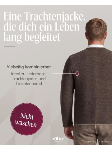 Nübler Trachtenstrickjacke Hannes in Dunkelbraun