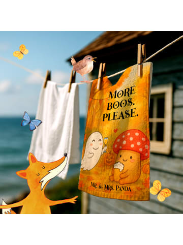 Mr. & Mrs. Panda Handtuch Gespenst  Prost  Design mit Spruch in Weiß