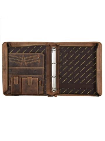 Greenburry Vintage Ringmappe Leder 29 cm in braun