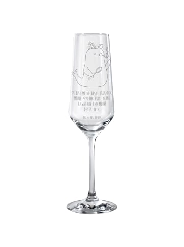 Mr. & Mrs. Panda Champagnerglas Robbe Sherlock mit Spruch in Transparent