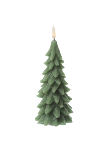 MARELIDA LED Kerze Tannenbaum Weihnachtsbaum Echtwachs H: 19cm in grün