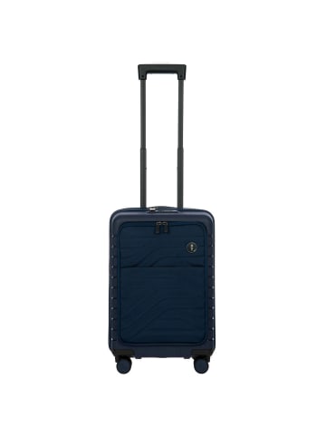 BRIC`s BY Ulisse - 4-Rollen-Kabinentrolley mit Vortasche 55 cm erw. USB in oceano