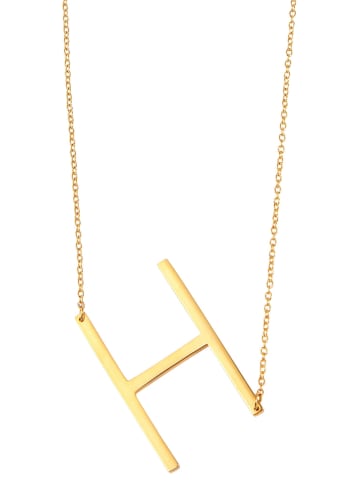 Adeliás Damen Halskette mit Anhänger – Buchstabe aus Edelstahl in gold