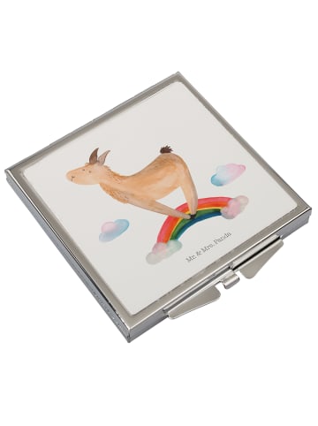 Mr. & Mrs. Panda Taschenspiegel Lama Regenbogen ohne Spruch in Weiß