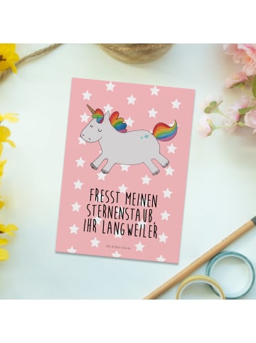 Mr. & Mrs. Panda Grußkarte Einhorn Happy mit Spruch in Rot Pastell