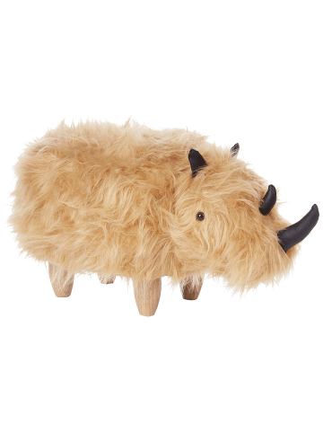 Beliani Tierhocker WOOLLY in Beige/Heller Holzfarbton - (W) 66 x (H) 37 x (L) 36 cm