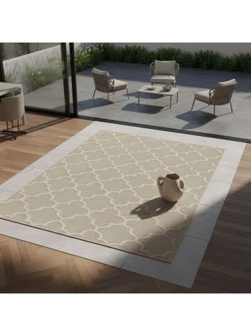 KADIMA DESIGN Teppich Outdoor Waschbar Skandinavisch CORTINA Strapazierfähig Balkon in Beige