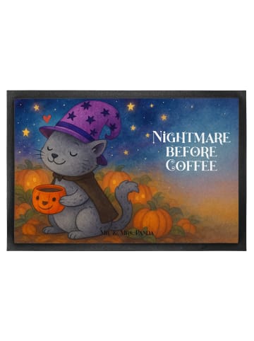 Mr. & Mrs. Panda Schmutzmatte Kater Kaffee Design mit Spruch in Weiß