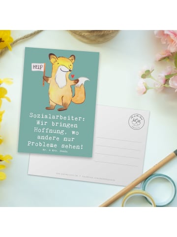 Mr. & Mrs. Panda Postkarte Sozialarbeiterin Hoffnungsträger mit ... in Meeresbrise