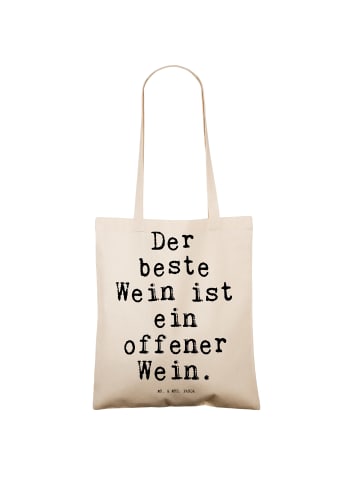 Mr. & Mrs. Panda Jutetasche Der beste Wein ist... mit Spruch in Creme