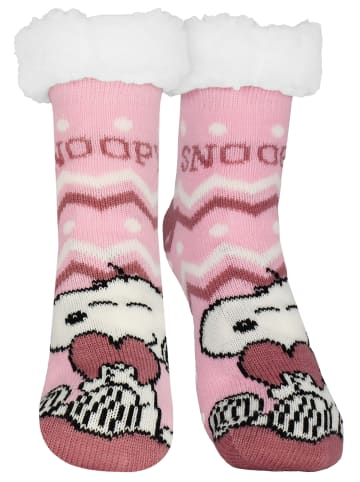 Snoopy Peanuts Snoopy Hüttensocken Haussocken Kuschelsocken Socken in rosa