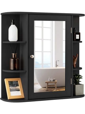 COSTWAY Badezimmerspiegelschrank in Schwarz