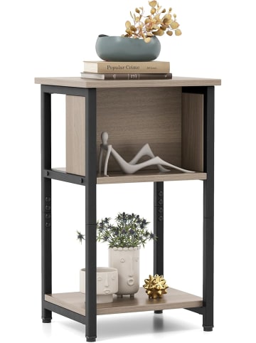 COSTWAY Nachttisch mit Ablage in Grau