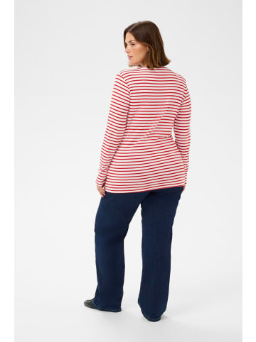 KAFFE curve Langarm-Shirt KClia Regular fit in Chalk/Red - Coffee Heart