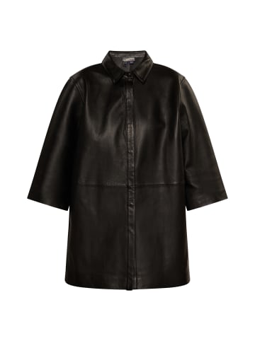 DreiMaster Damen Lederhemd in Schwarz