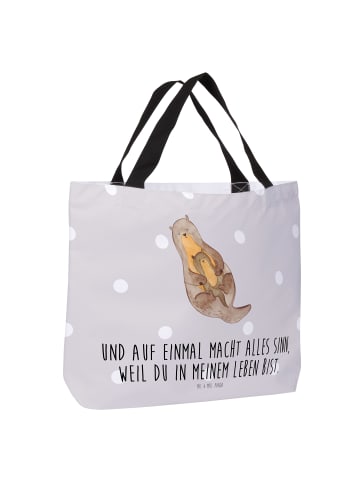 Mr. & Mrs. Panda Totebag Otter Kind mit Spruch in Grau Pastell