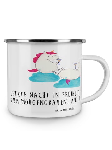 Mr. & Mrs. Panda Camping Emaille Tasse Junggesellinnenabschied F... in Transparent