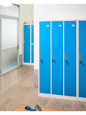 Beliani Spind mit 3 Türen ATHLETE in Weiß/Blau - (W) 90 x (H) 180 x (L) 45 cm