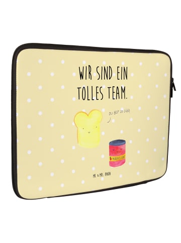 Mr. & Mrs. Panda Hülle Laptop Toast Marmelade mit Spruch in Gelb Pastell