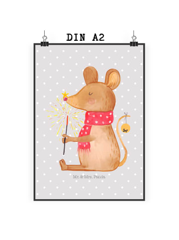 Mr. & Mrs. Panda Bild Maus Weihnachten ohne Spruch in Grau Pastell