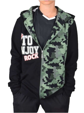 BEZLIT Sweatjacke in Schwarz-Olivegrün - Camouflage