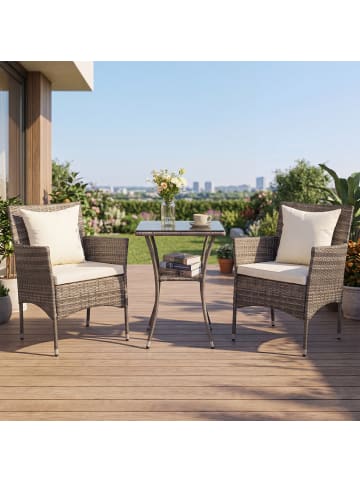 COSTWAY Polyrattan Gartenmöbel 3 tlg. Set in Beige