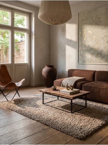 KADIMA DESIGN Teppich Hochflor Shaggy Waschbar Einfarbig RHEIN Strapazierfähig in Beige