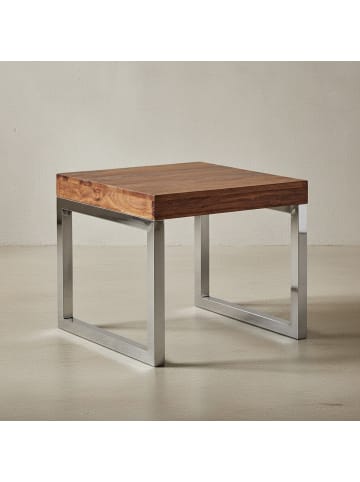 KADIMA DESIGN Couchtisch Sheesham | Massiv, Metall, Landhaus, Dunkelbraun