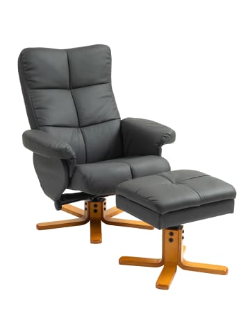 HOMCOM Relaxsessel mit Hocker-B80 x T86 x H99cm-Dunkelgrau