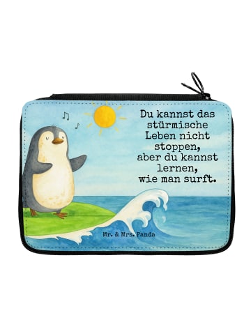 Mr. & Mrs. Panda Federmappe Pinguin Surfer Design mit Spruch in Weiß