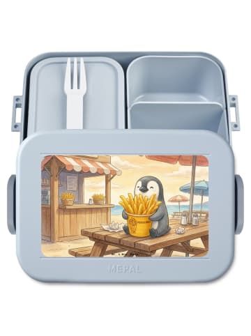 Mr. & Mrs. Panda Bentobox Pinguin Pommes Eimer Design ohne Spruch in Blau Pastell