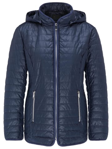 GOLDNER Kurzgröße:  Steppjacke mit Kapuze Leicht strukturierte Outdoorjacke in marine