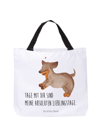 Mr. & Mrs. Panda Schultasche Hund Dackel mit Spruch in Weiß